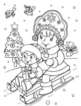 Раскраски Снегурочка Снегурочка — раскраска 20