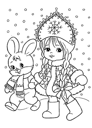 Раскраски Снегурочка Снегурочка — раскраска 35