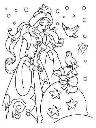 Раскраски Снегурочка Снегурочка — раскраска 6