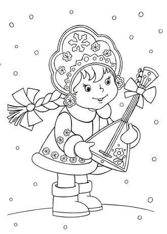 Раскраски Снегурочка Снегурочка — раскраска 7