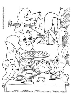 Раскраски Теремок Теремок – раскраска 1