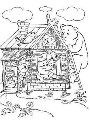 Раскраски Теремок Теремок – раскраска 4