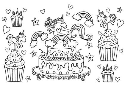 Торты раскраска 1