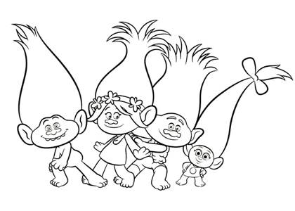 Раскраски Тролли Тролли раскраска 3