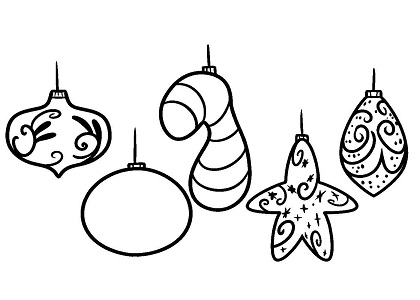 Ёлочные игрушки – раскраска 22