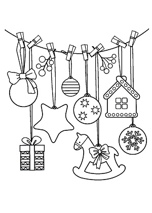 Ёлочные игрушки – раскраска 23