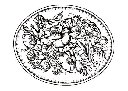 Раскраски Жостовская роспись Жостовская роспись — раскраска 26