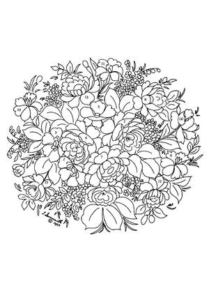 Раскраски Жостовская роспись Жостовская роспись — раскраска 3