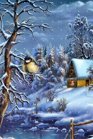 Раскраски Зимний пейзаж Зимний пейзаж